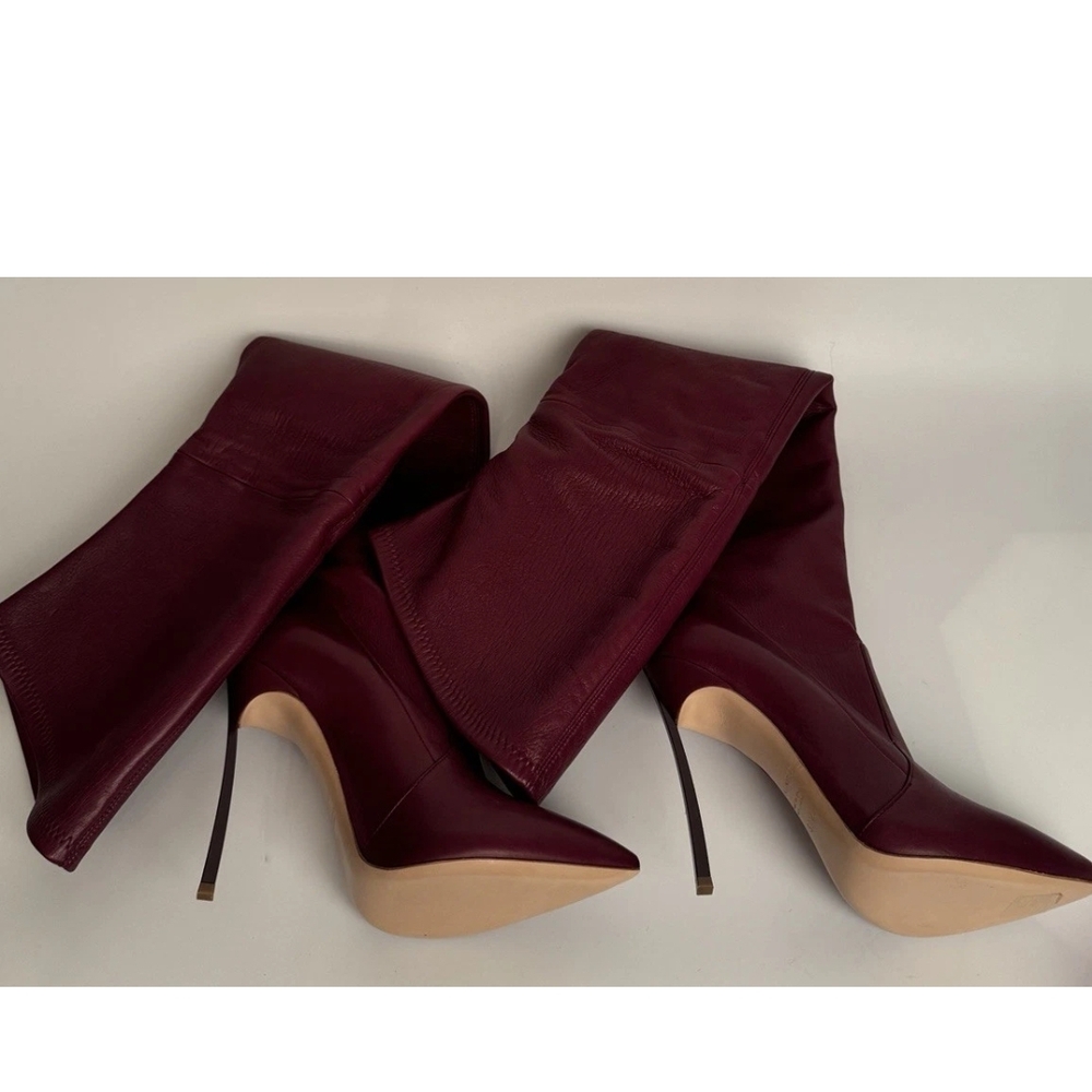 Casadei Burgandy Heeled Boots with Stiletto Elegance